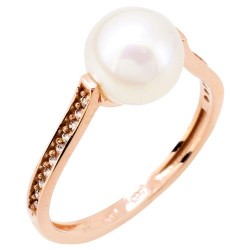 Ροζ χρυσό δαχτυλίδι Κ14 με μαργαριτάρι